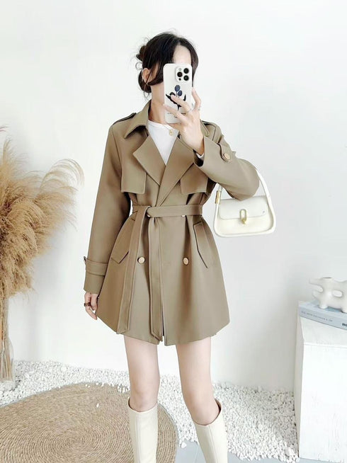 Double Breasted Short Trench Coat